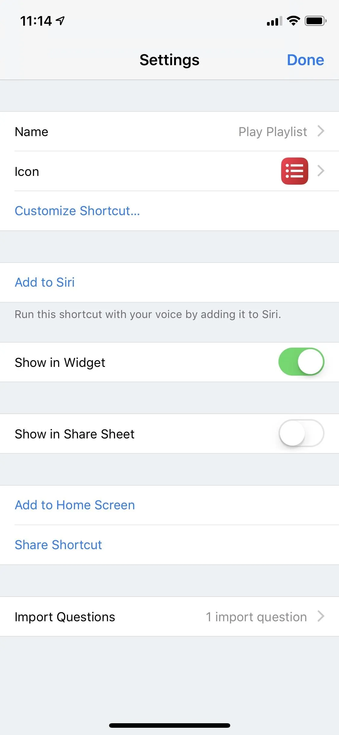 Settings menu on a smartphone displaying user options.