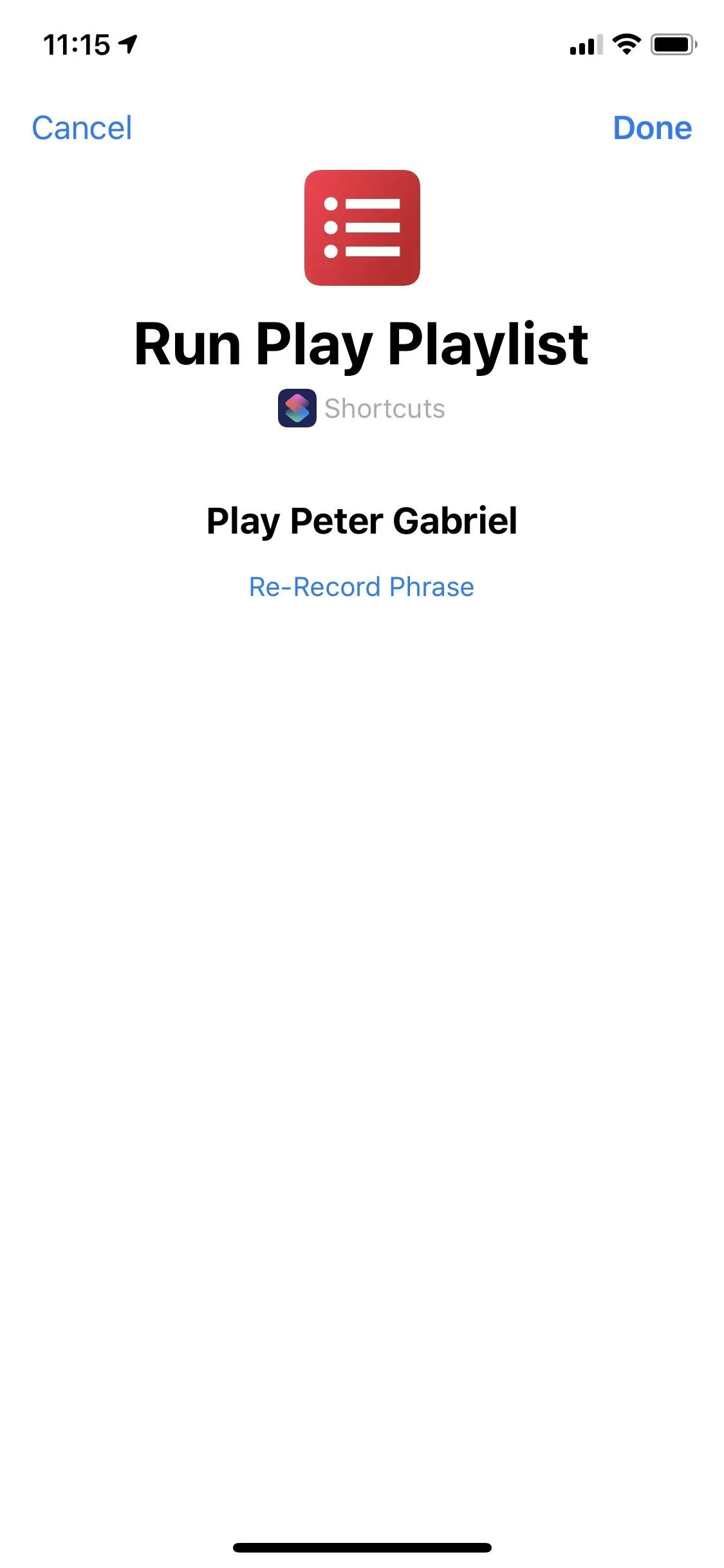 Run Play Playlist screen on a mobile device