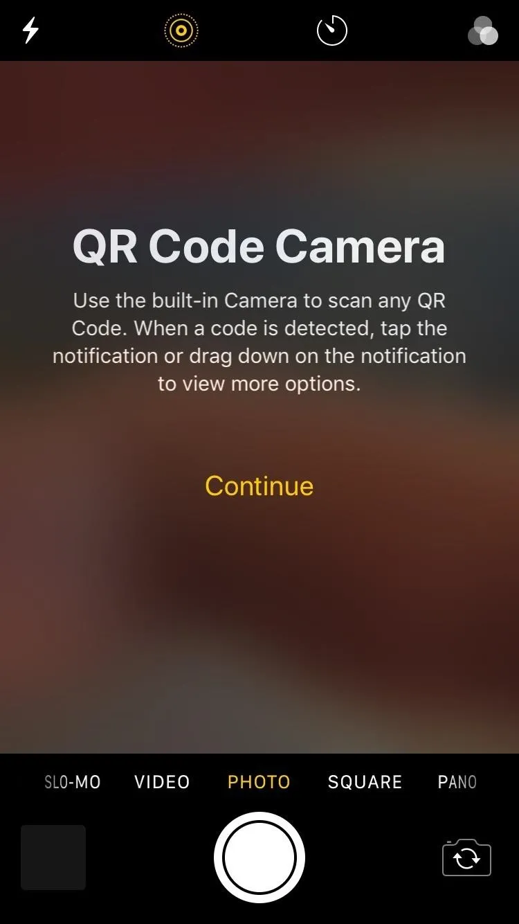 QR code scanning interface on a smartphone.