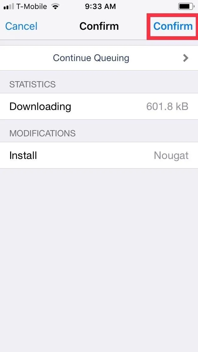 Downloading app update on a mobile device.