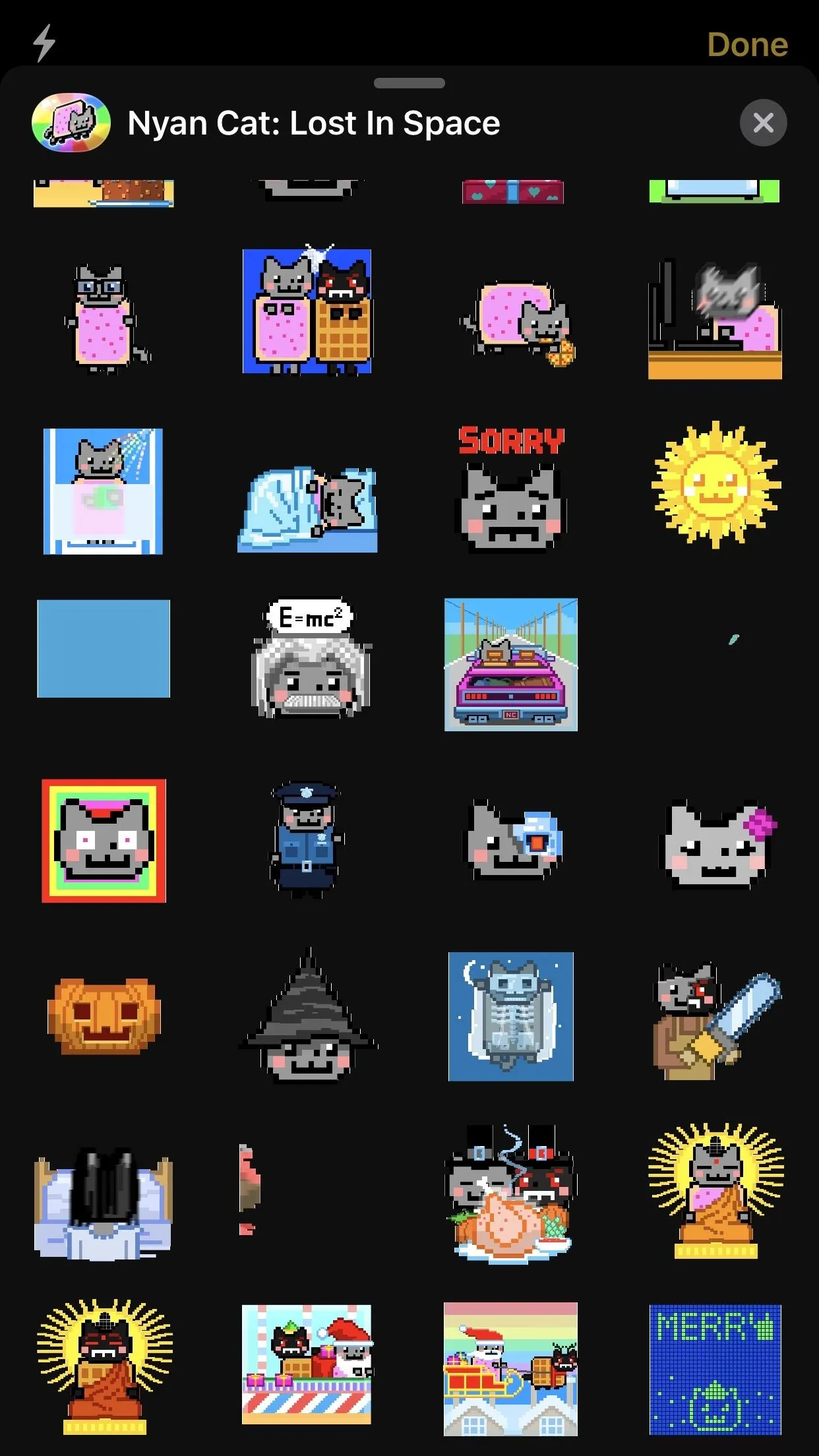 A collection of animated cat stickers and emojis.