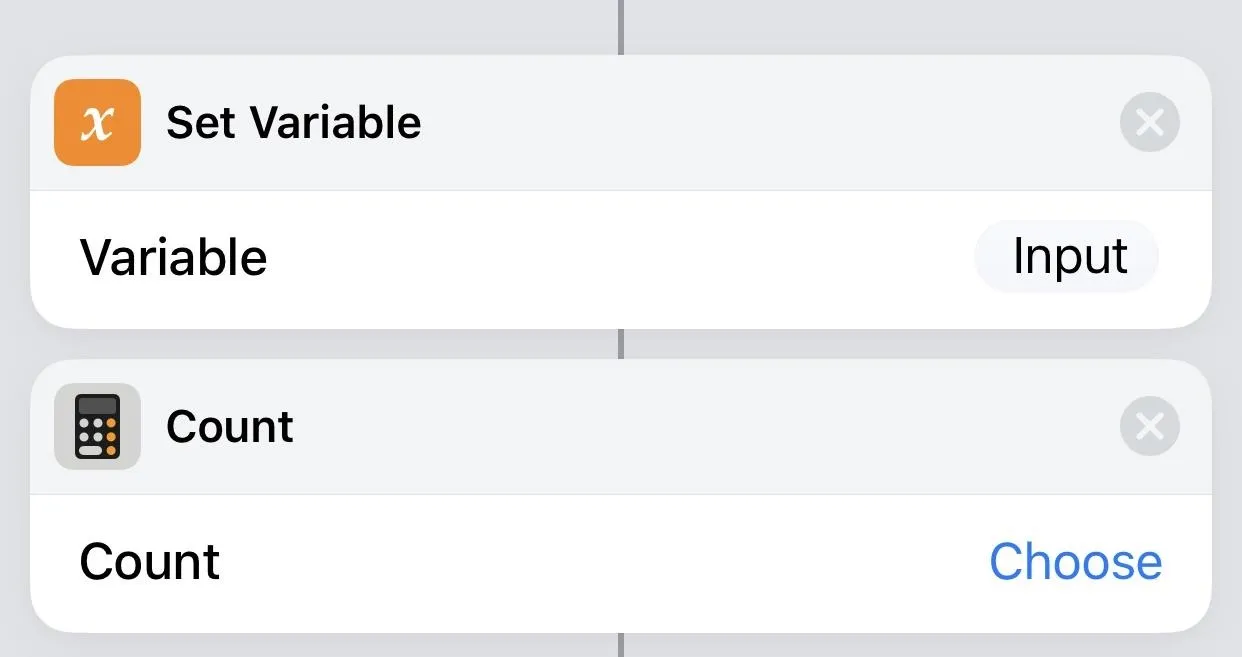 Variable input settings for a counting function.