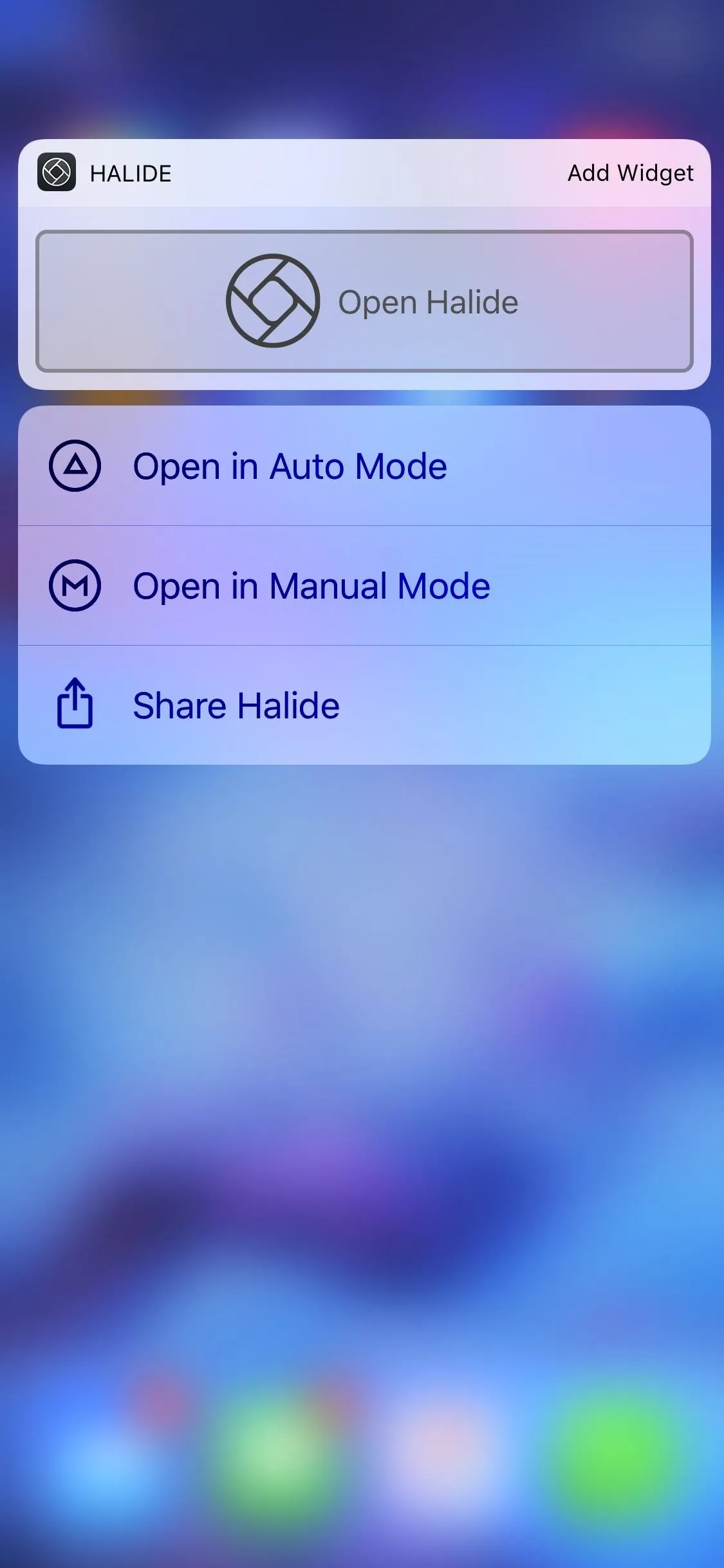 App interface with options for different modes and sharing.