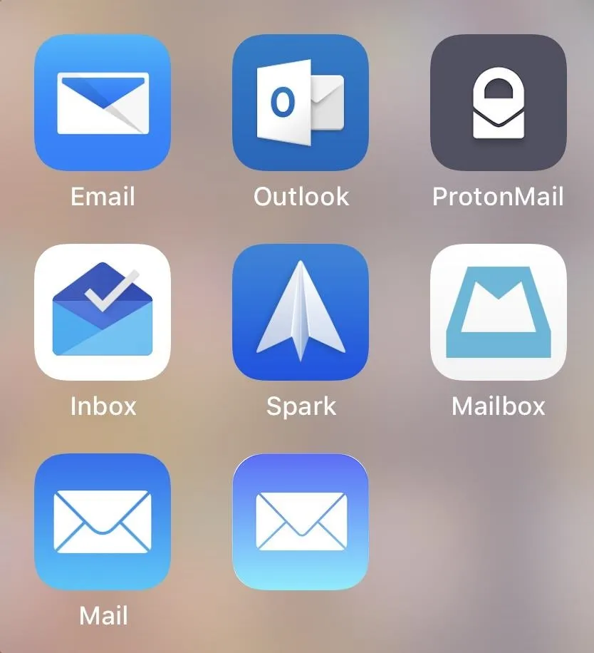 Email and messaging app icons on a smartphone.