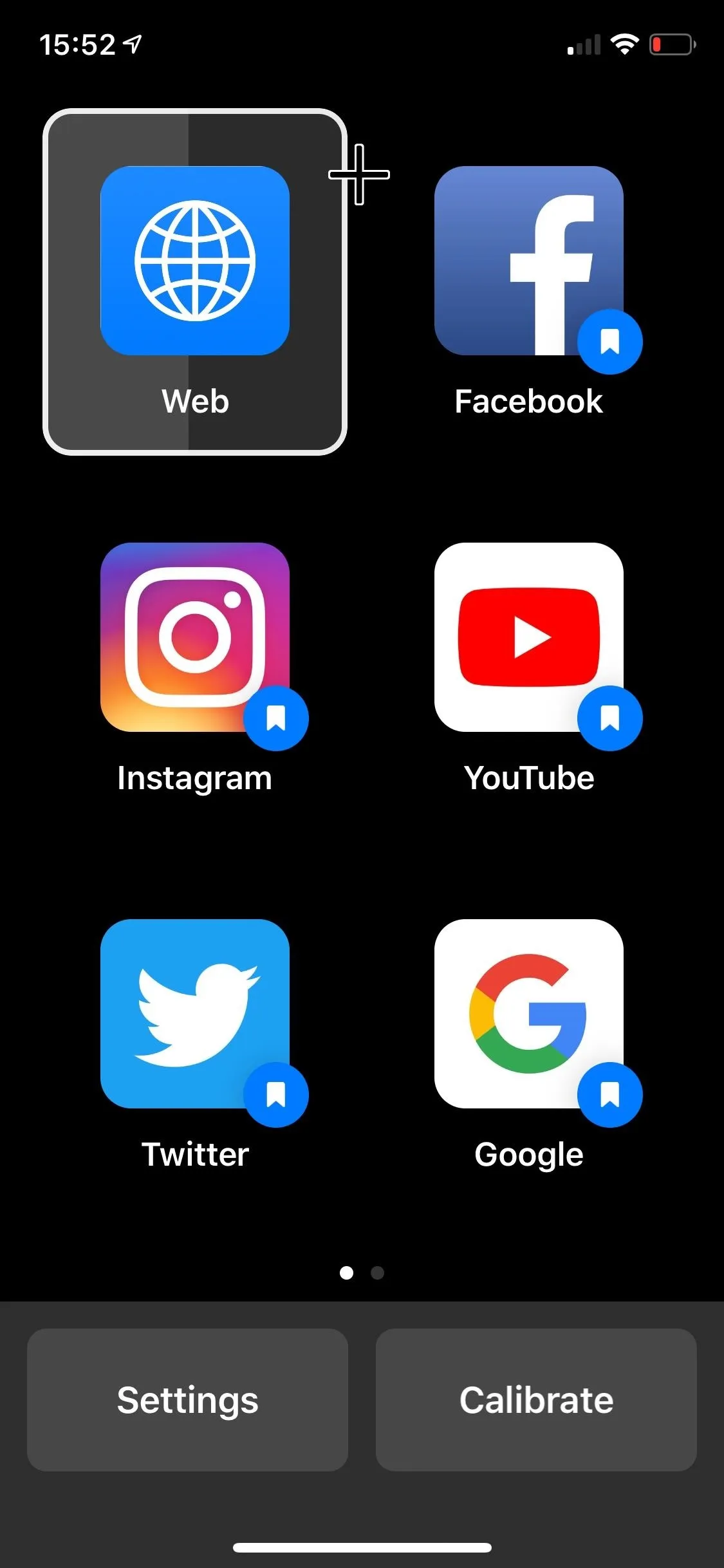 Social media app icons on a mobile device screen.