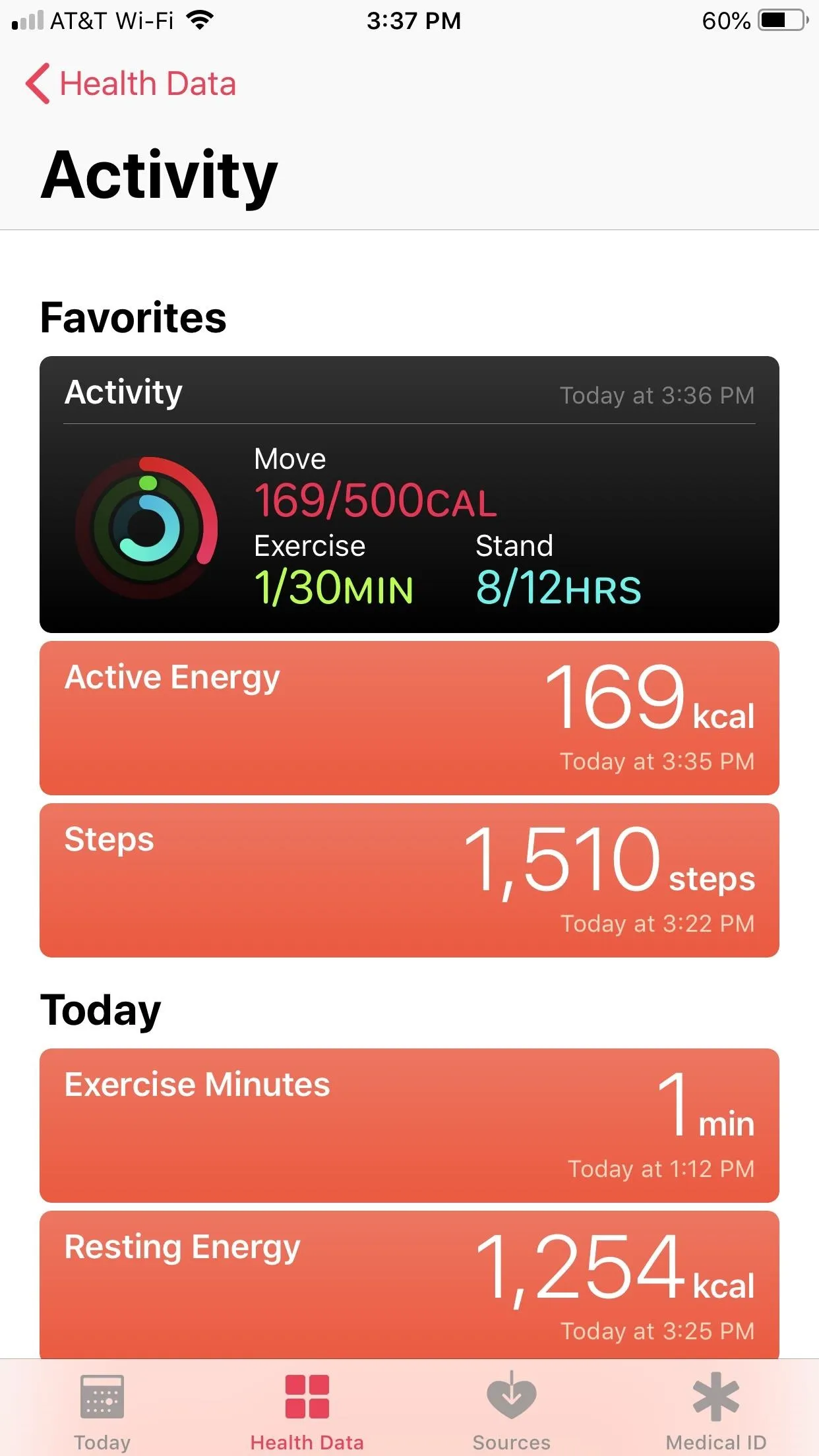 Fitness activity summary from a mobile app.