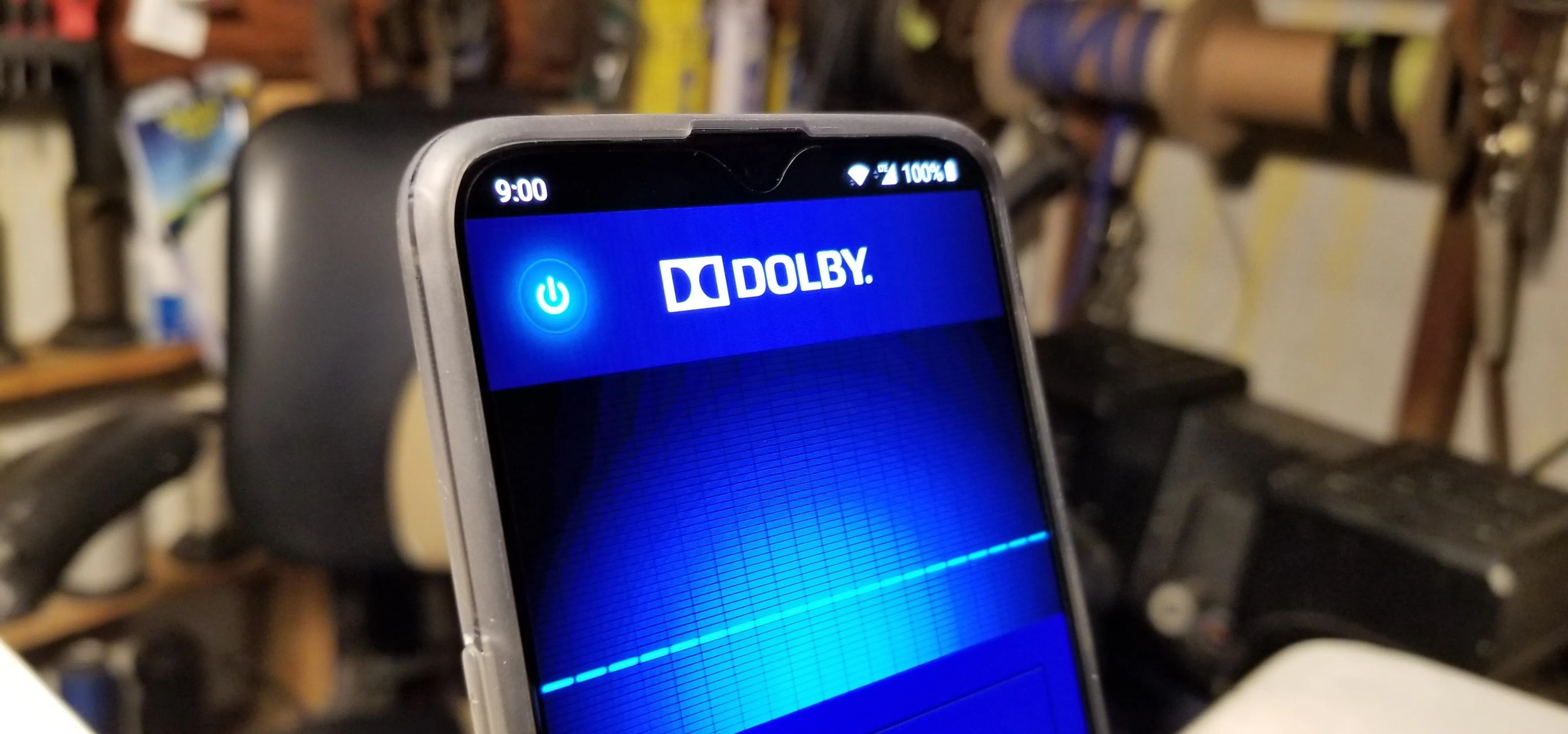 Dolby logo displayed on a mobile device screen.