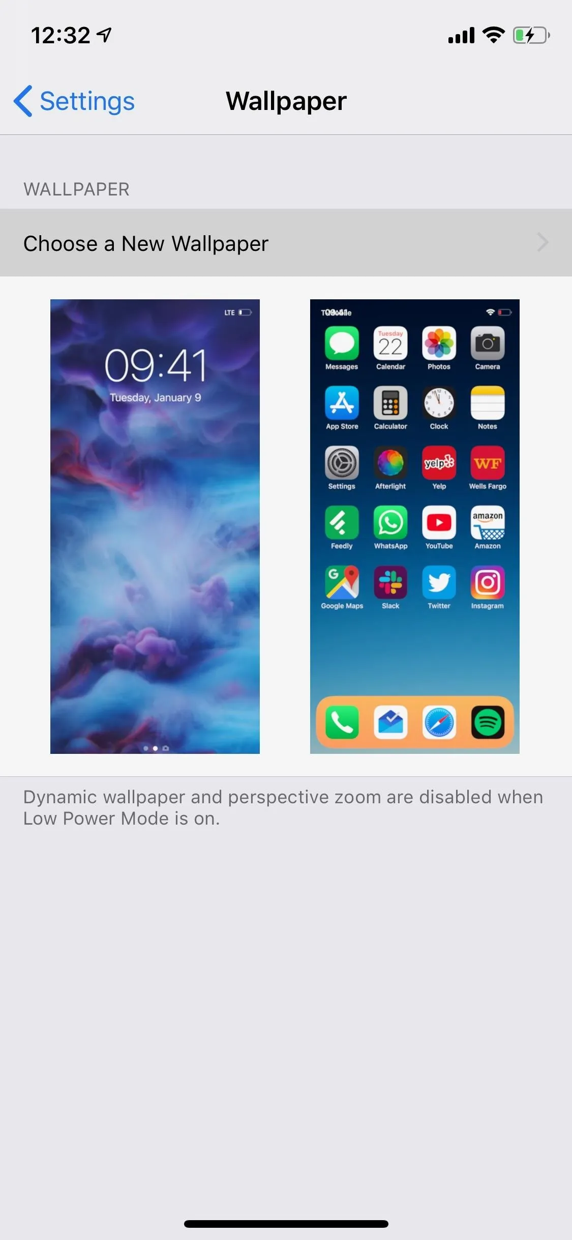 Smartphone wallpaper selection interface displaying options for different backgrounds.