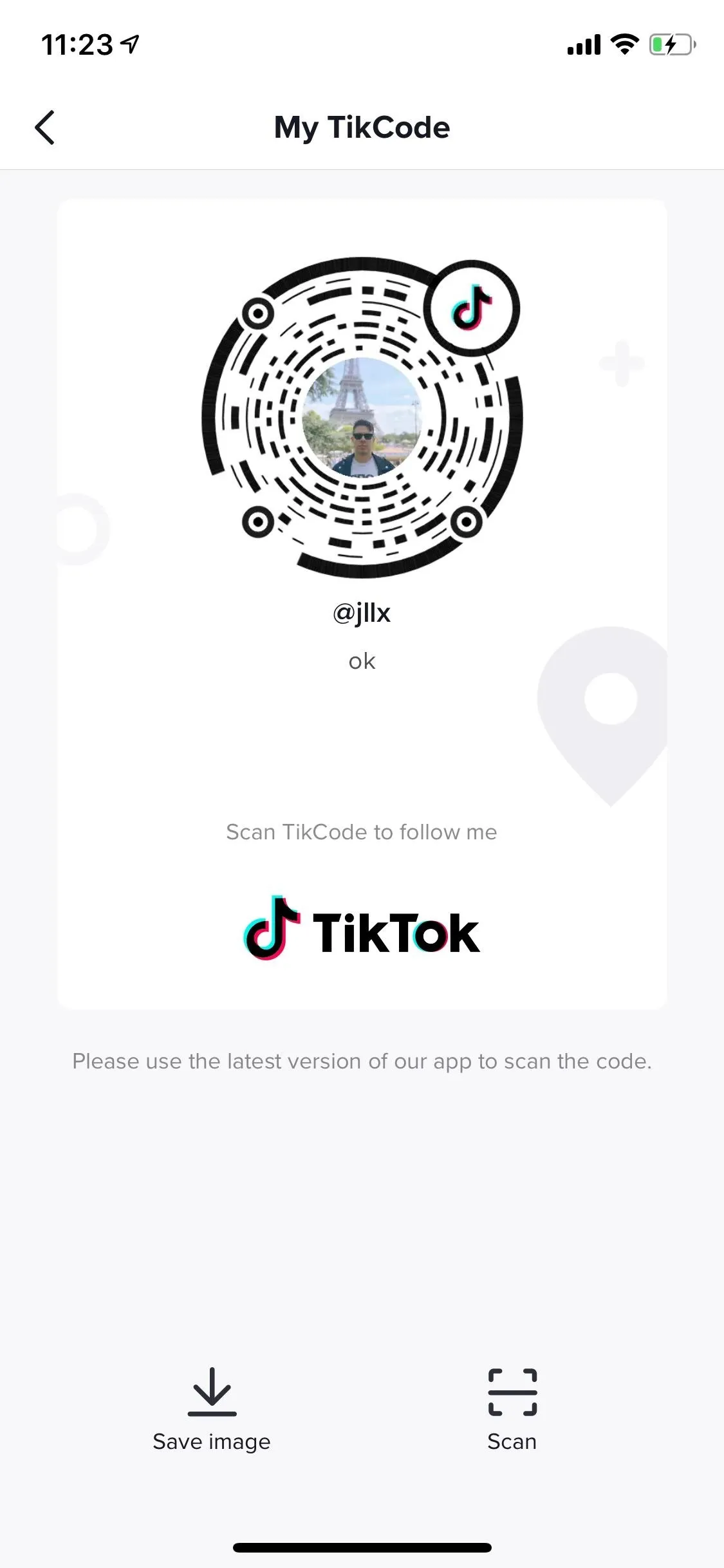 QR code for TikTok app interaction.