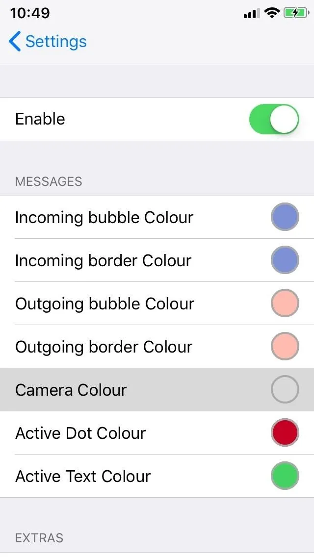 Messaging settings options on a smartphone display.