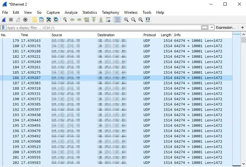 Data analysis software displaying a table of numerical records and metrics.