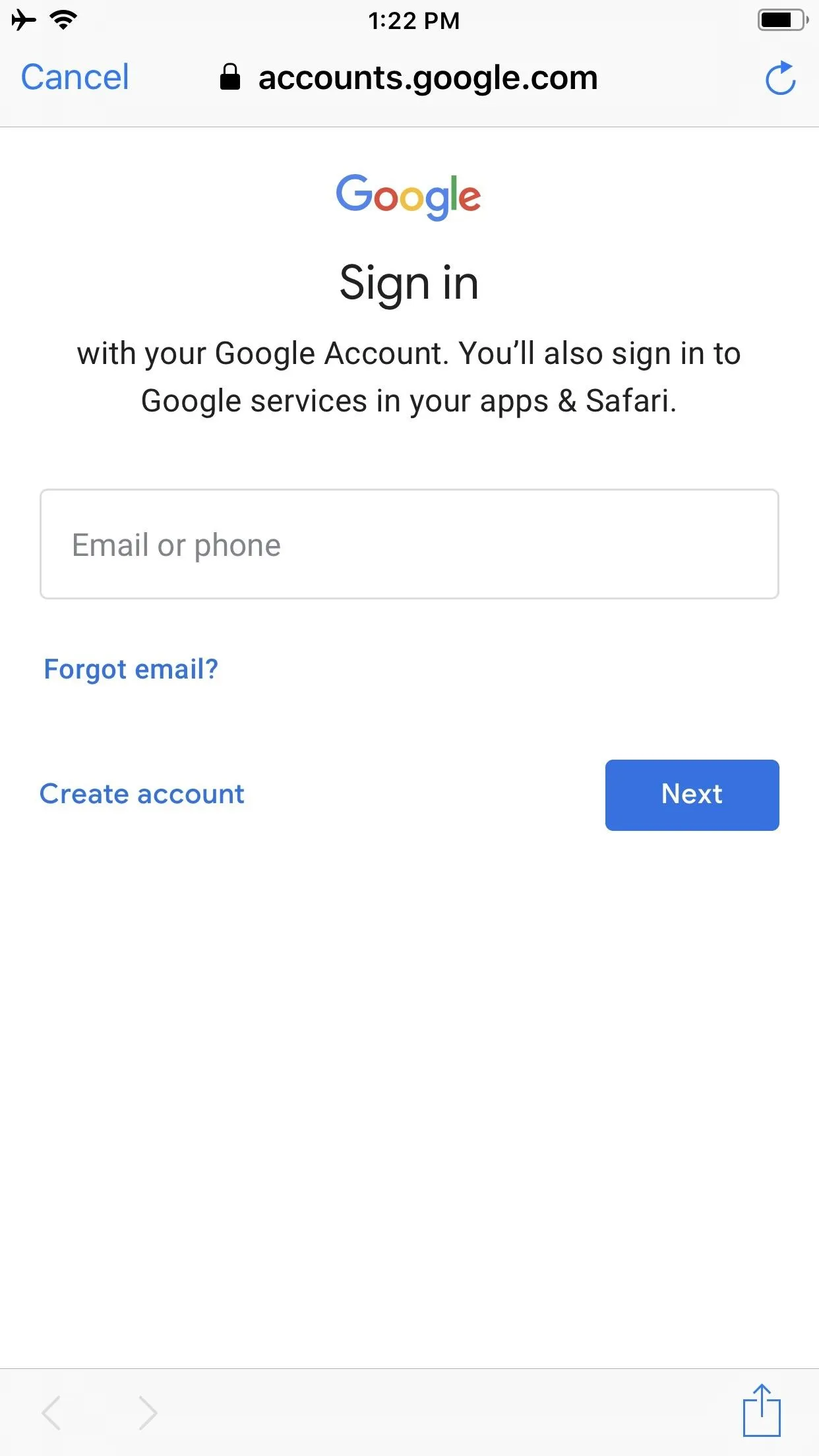 Google Sign-In Page with Email and Password Fields