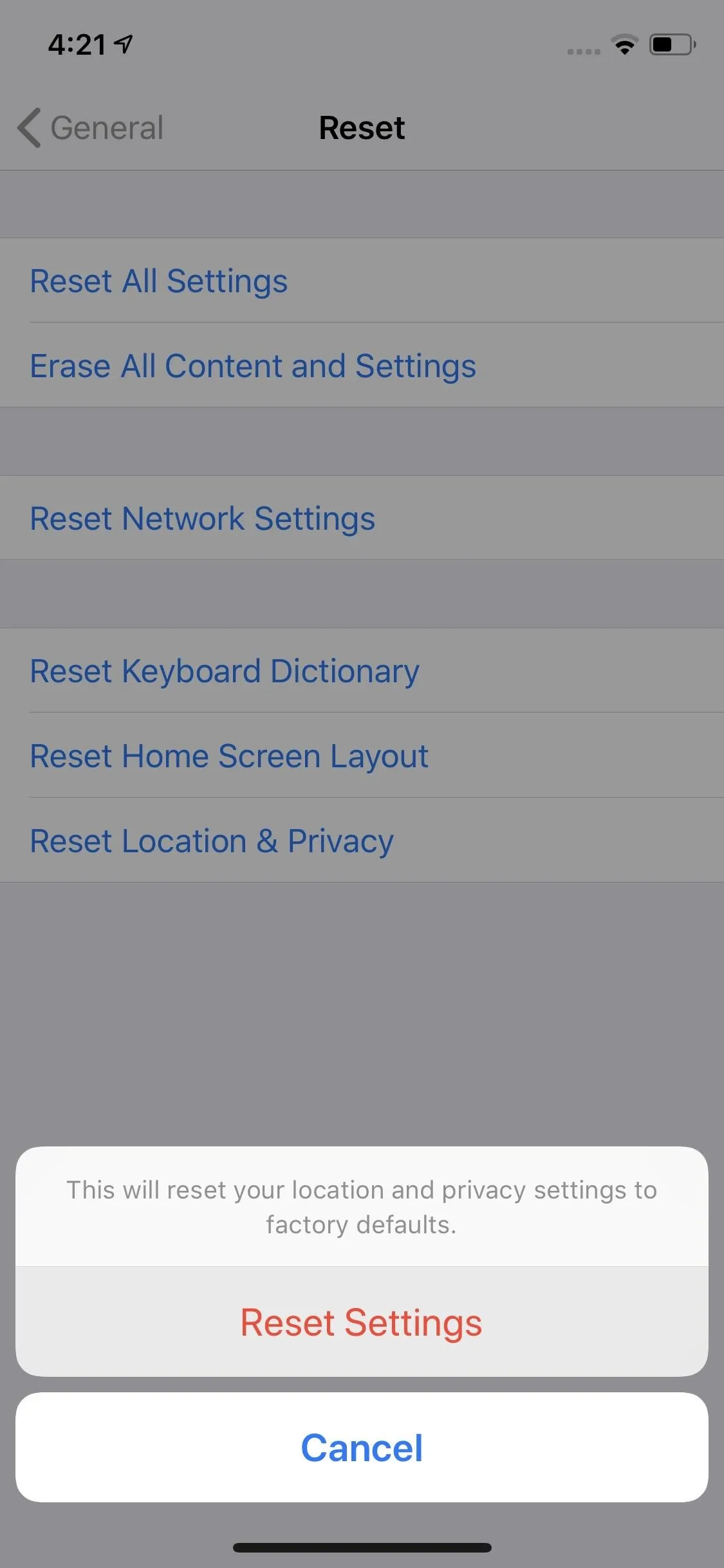 Settings menu with options for input and preferences on a smartphone.