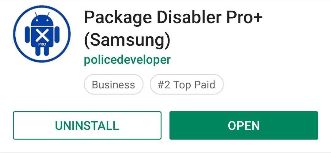 Package Disabler Pro+ app for Samsung devices