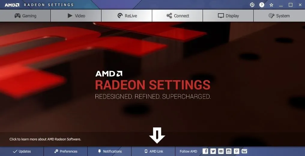 AMD Radeon Settings interface with options for configuration and display settings.