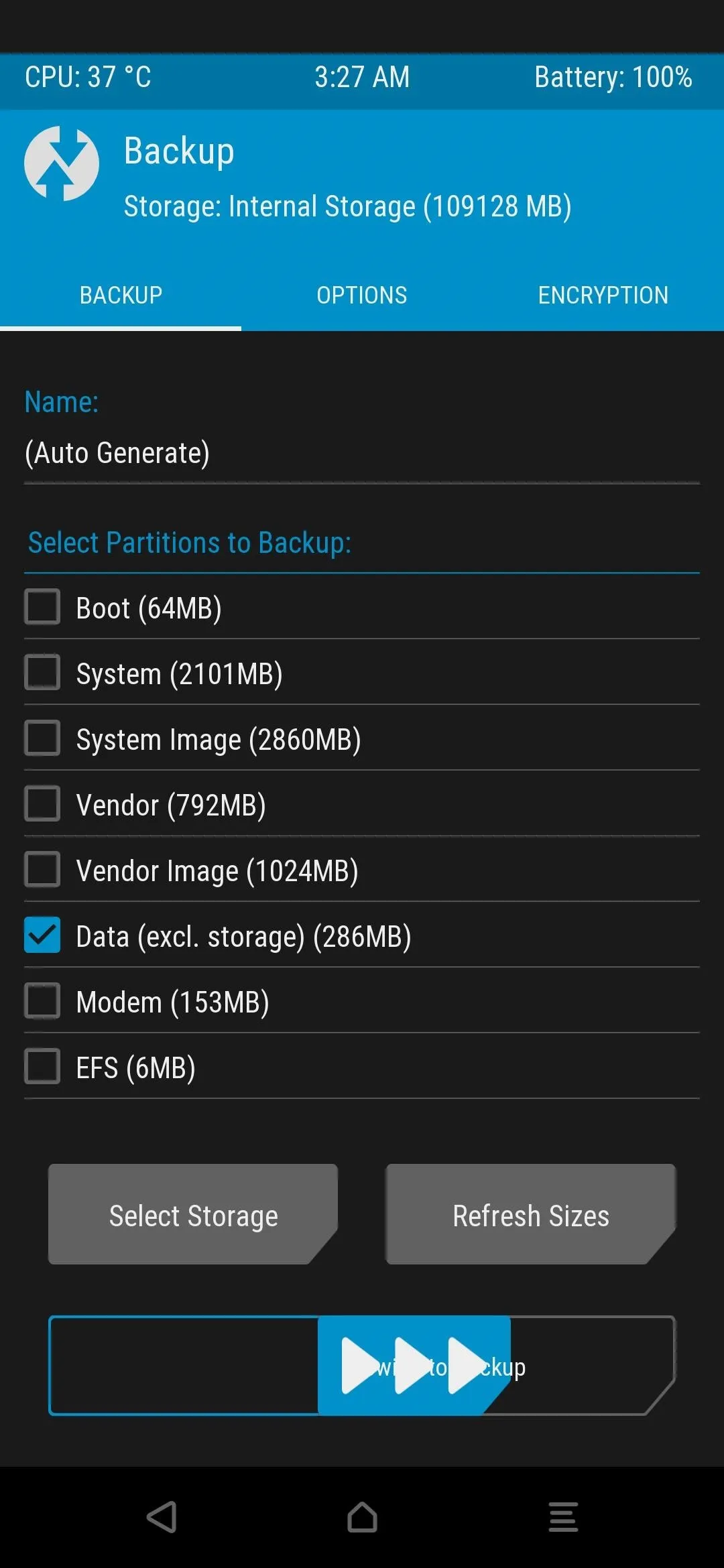 Settings menu for a device management application with options for system updates and configurations.