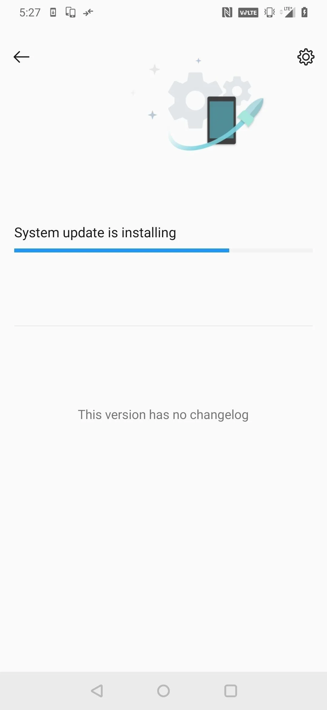 System update in progress on a mobile device.