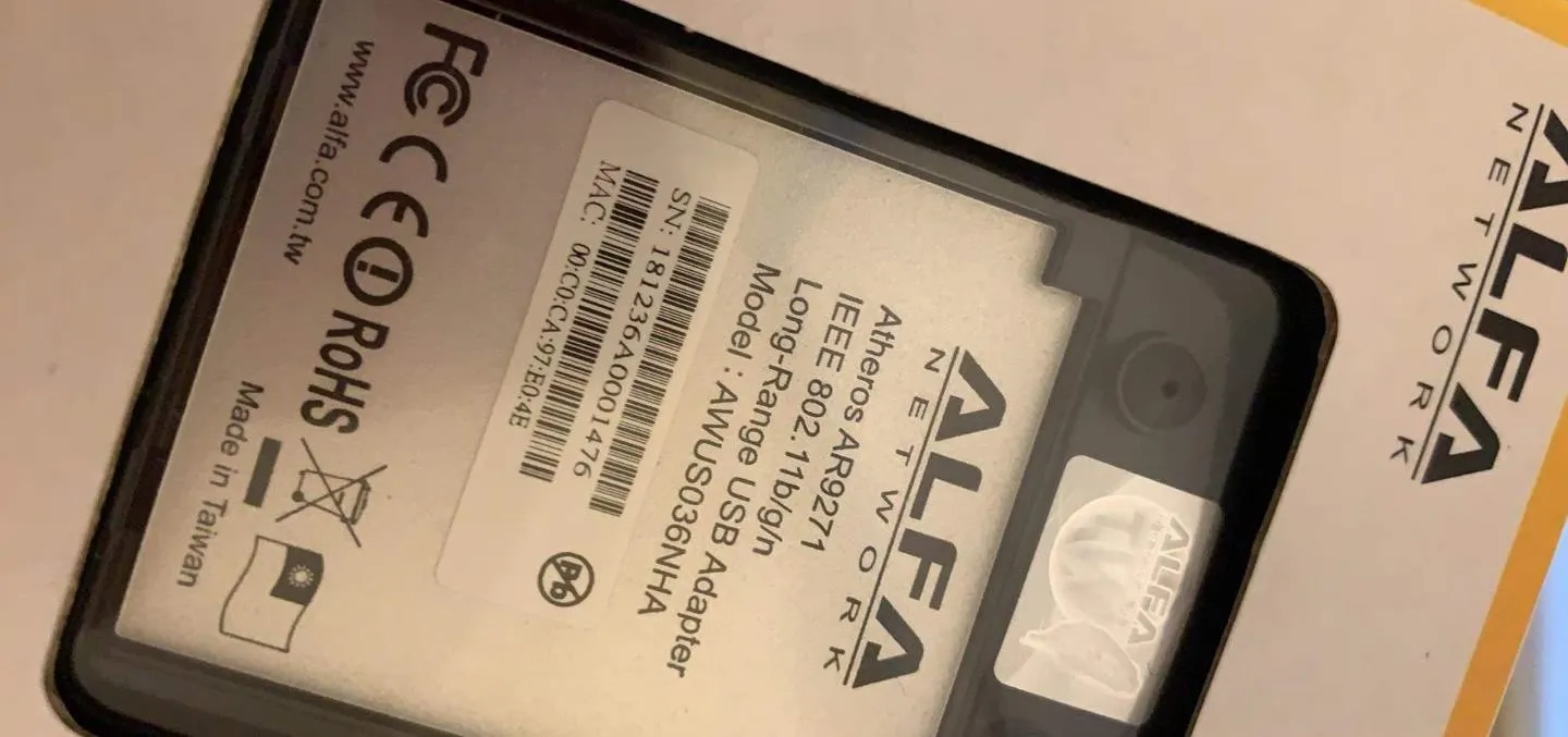 ALFA Network wireless adapter in packaging.