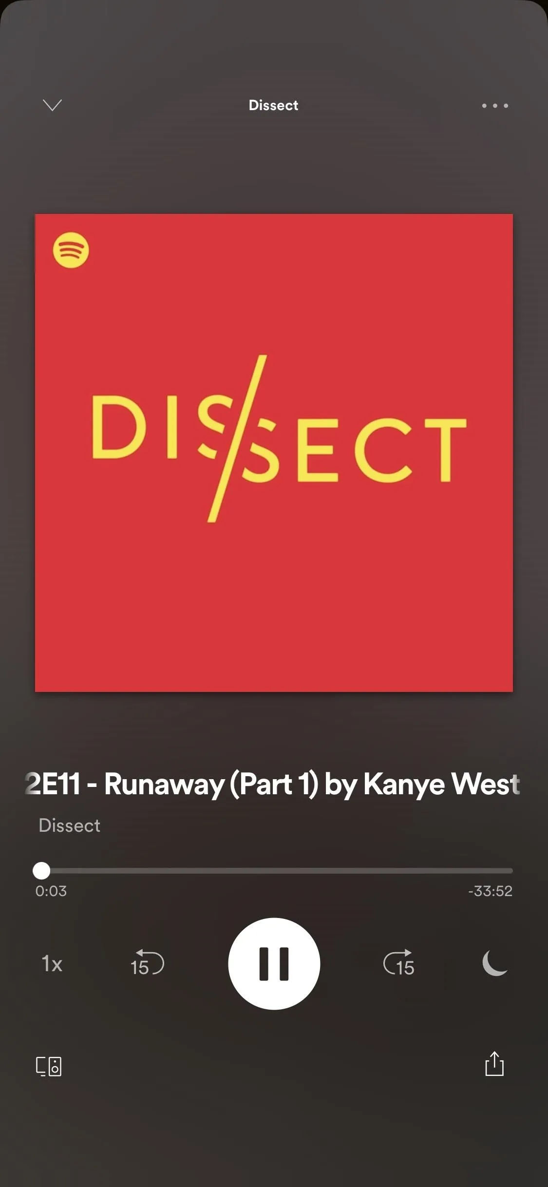 Album cover for "Runaway" by Kanye West on a streaming platform.