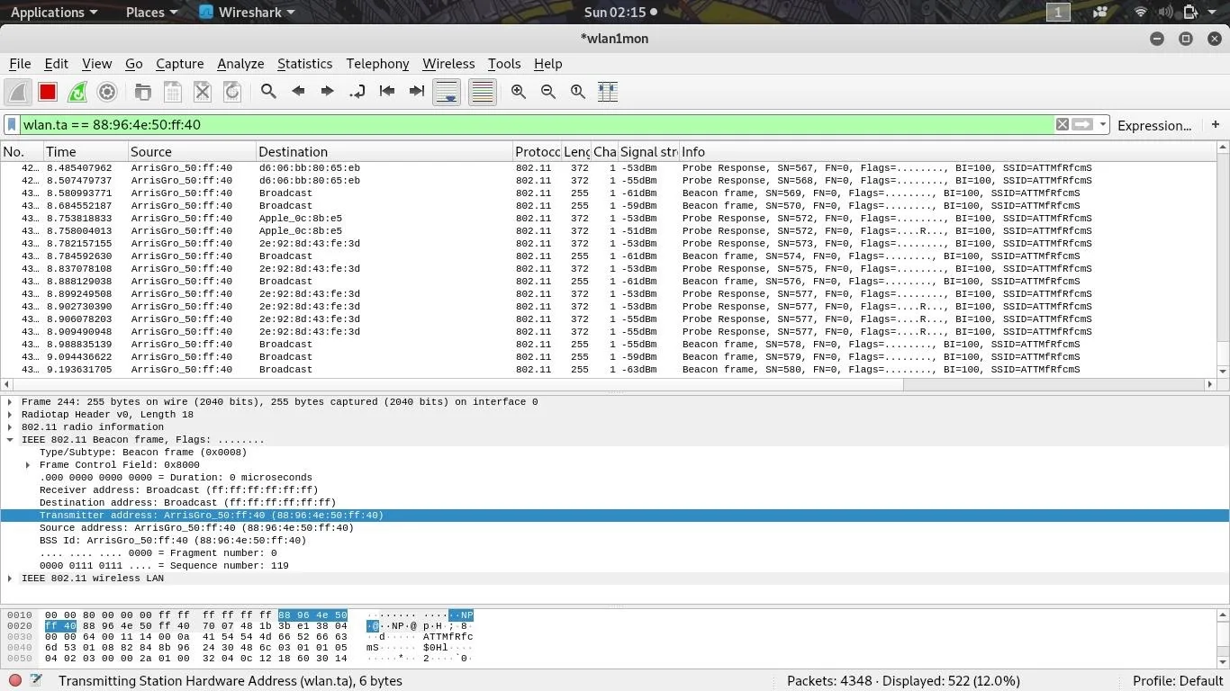 Network traffic analysis interface displaying packet details.