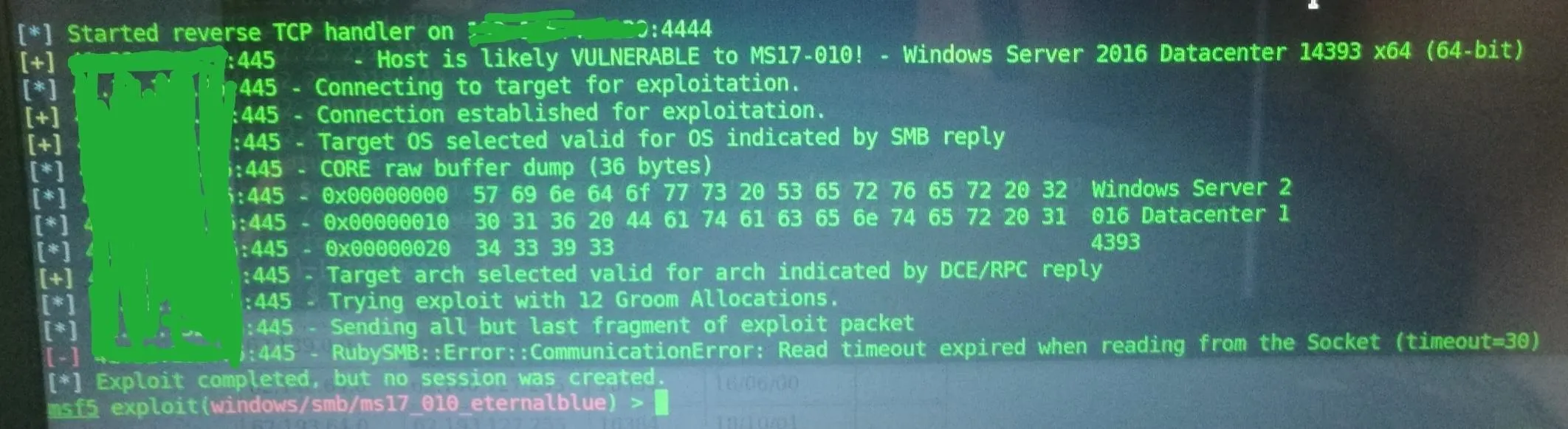 Code snippet of a terminal or command line interface displaying system status messages.