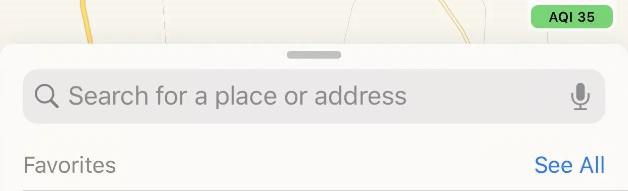 Search bar for location or address on a map application.