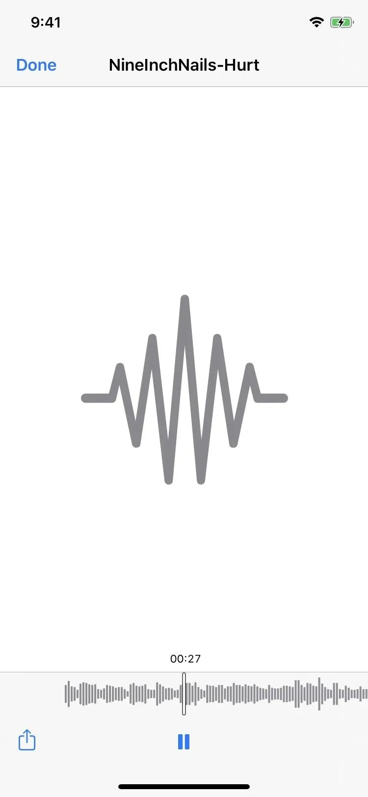 Waveform graphic representing audio or sound.