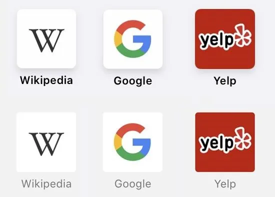 Icons of Wikipedia, Google, and Yelp logos.