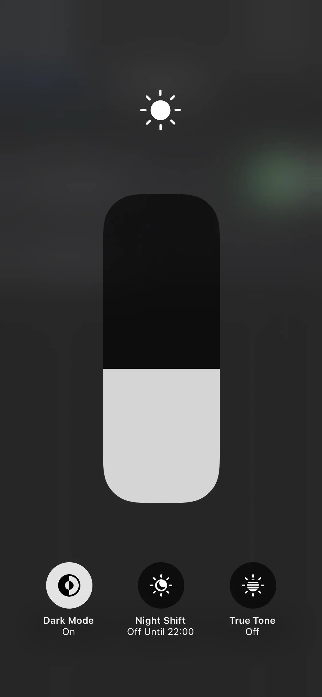 Toggle switch interface for adjusting light intensity.