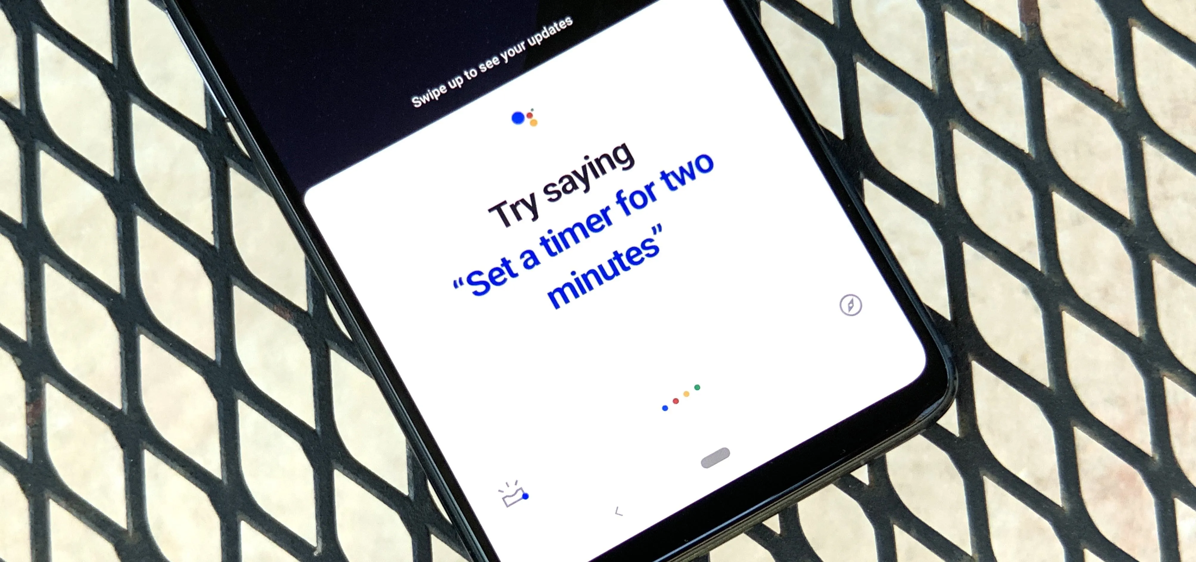 Smartphone screen displaying a voice command suggestion for setting a timer.