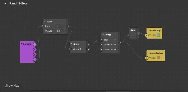 Patch editor workflow diagram depicting nodes and connections.
