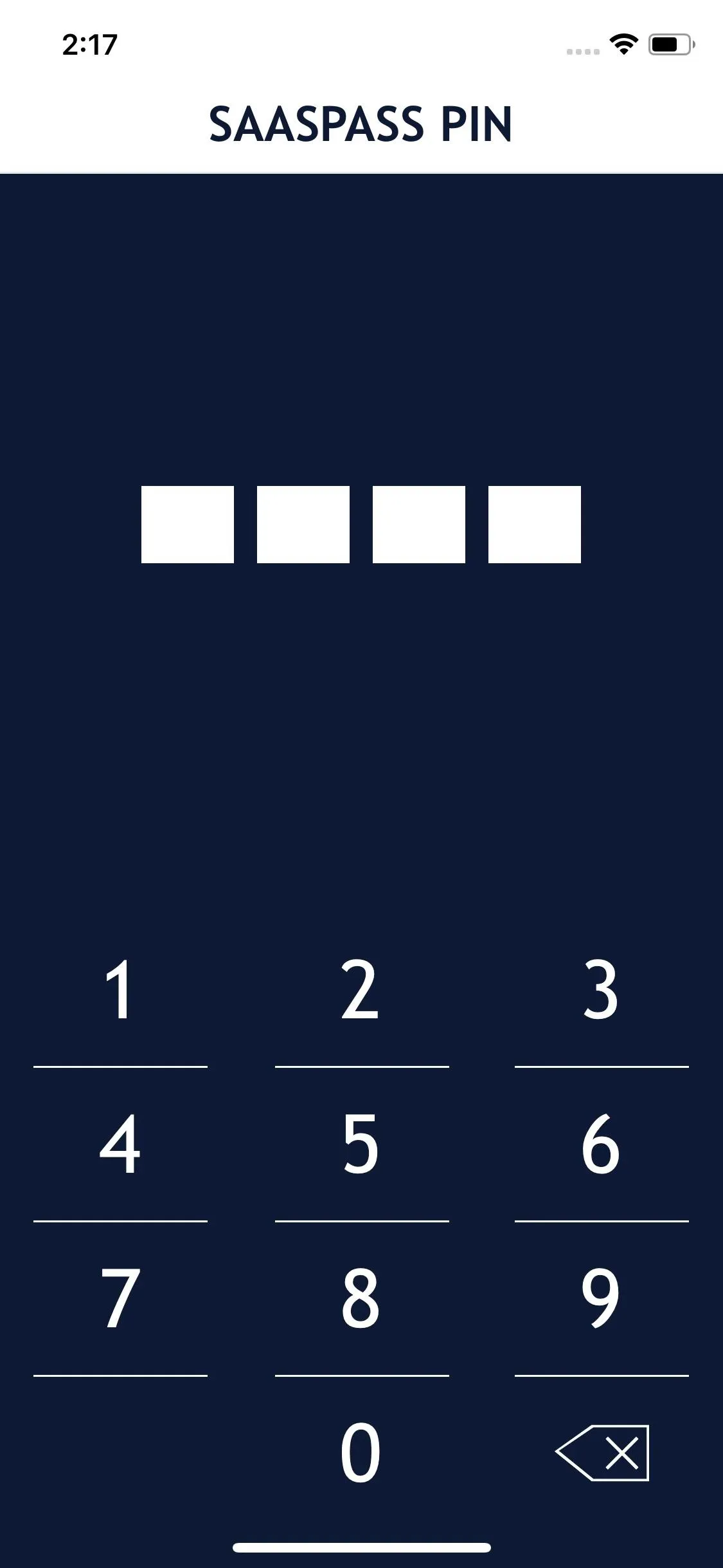 PIN entry screen for a secure app.