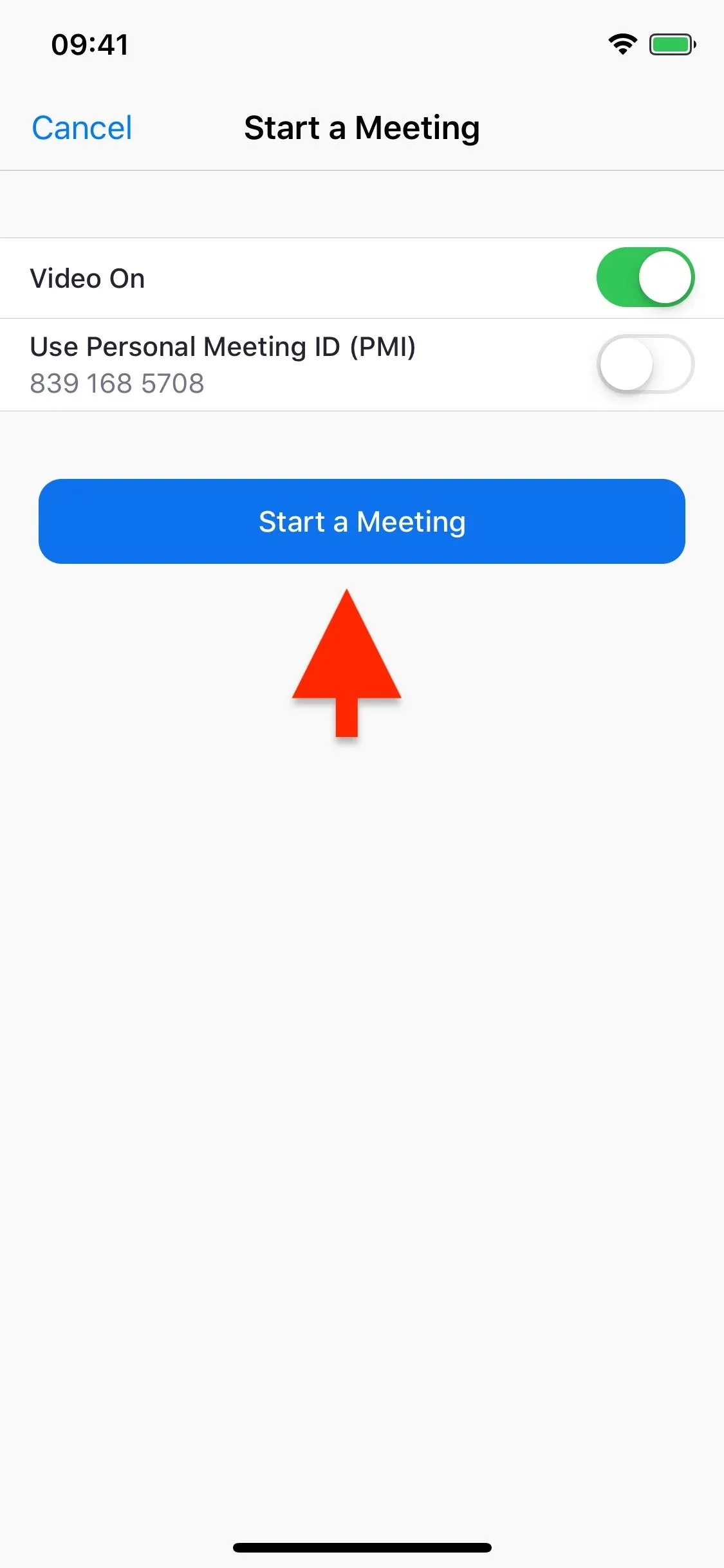 Start listening option on a mobile app interface with a highlighted arrow.