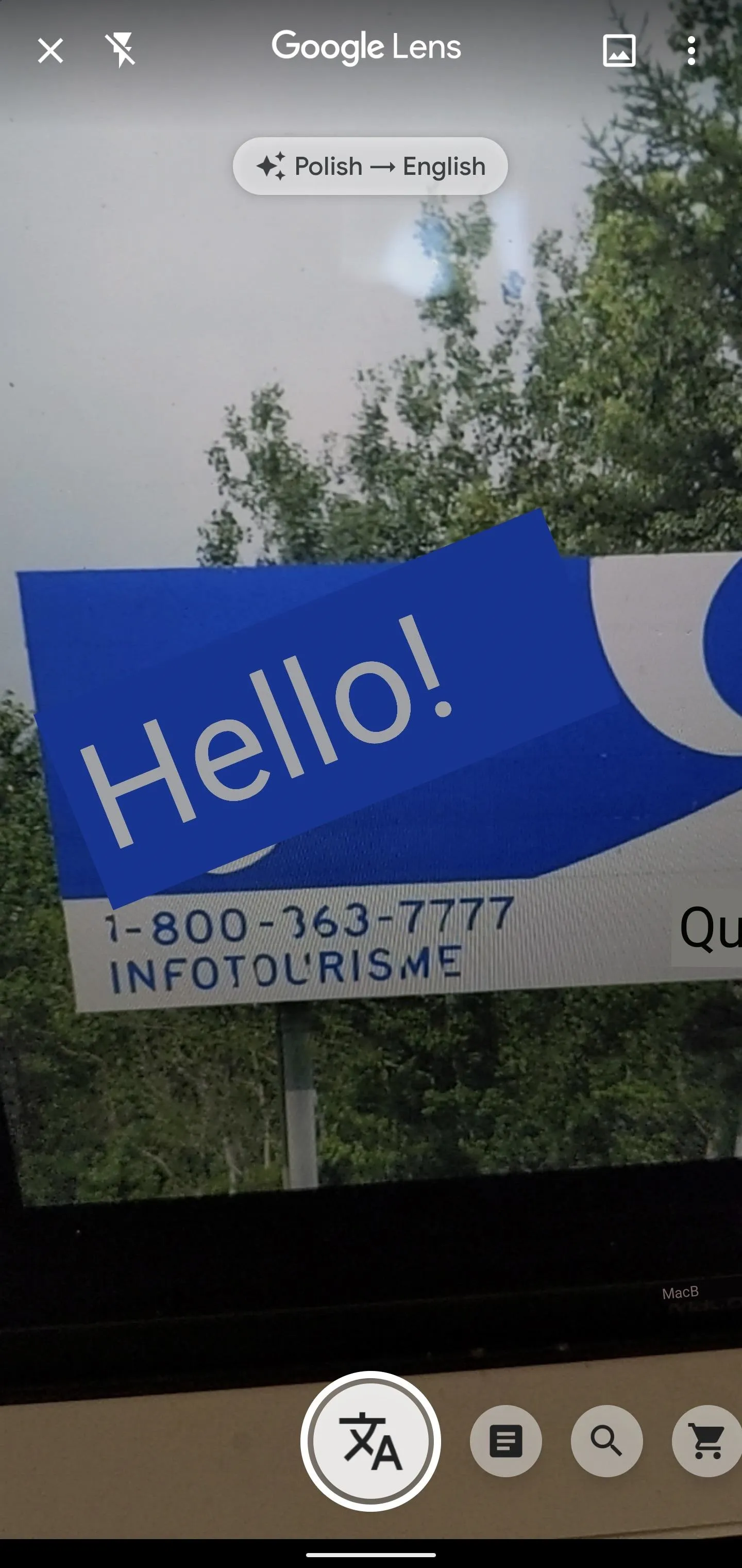 Hello sign with a phone number displayed.