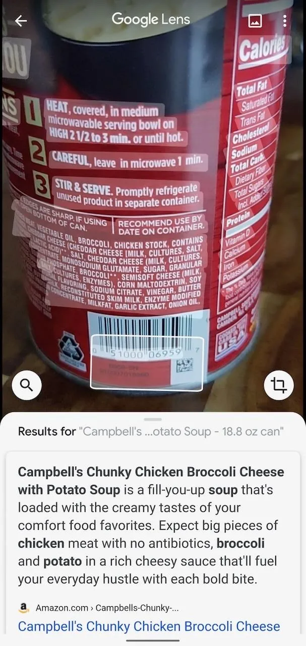 Campbell's Chunky Chicken Broccoli Cheese with Potato Soup can label.