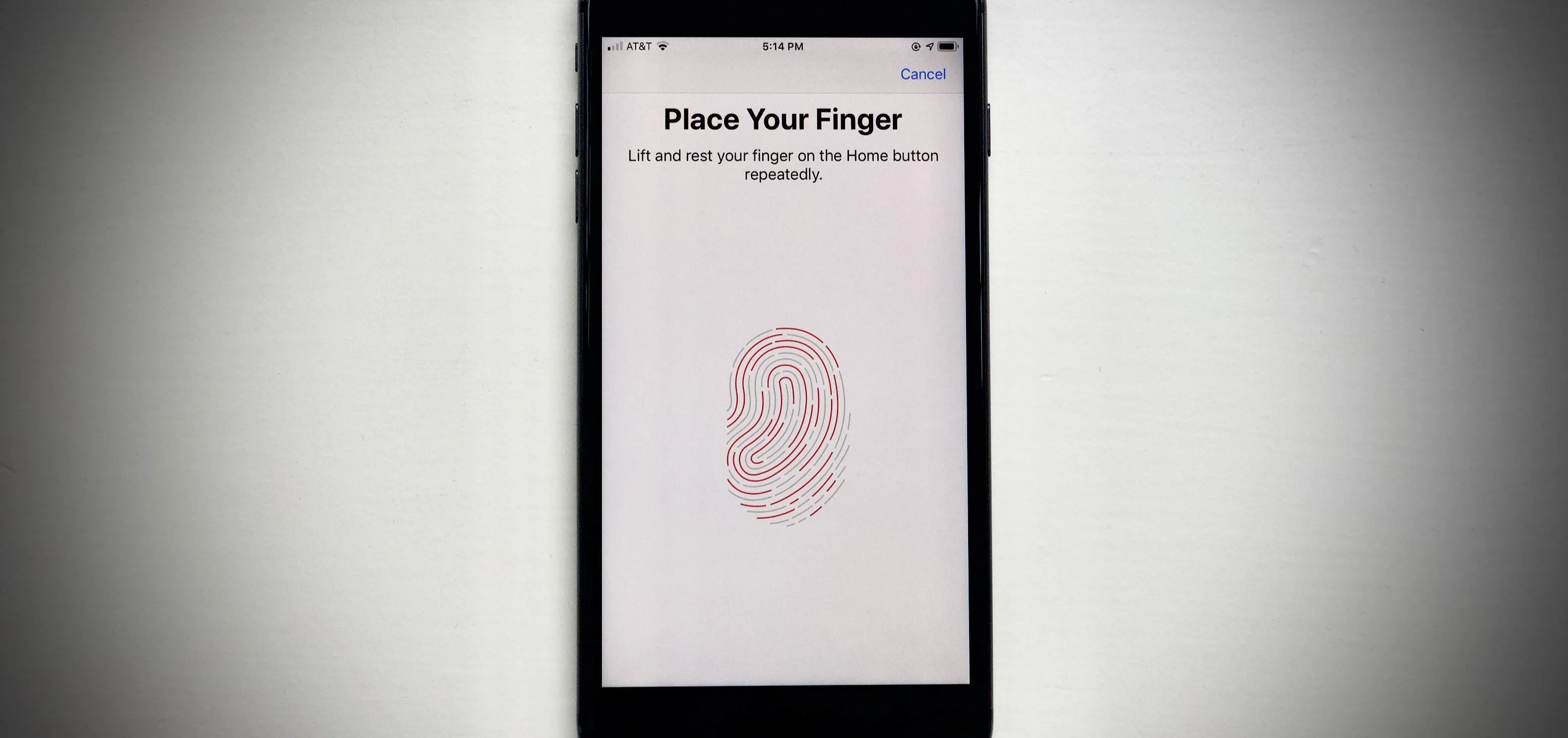 Fingerprint scanning interface on a smartphone.