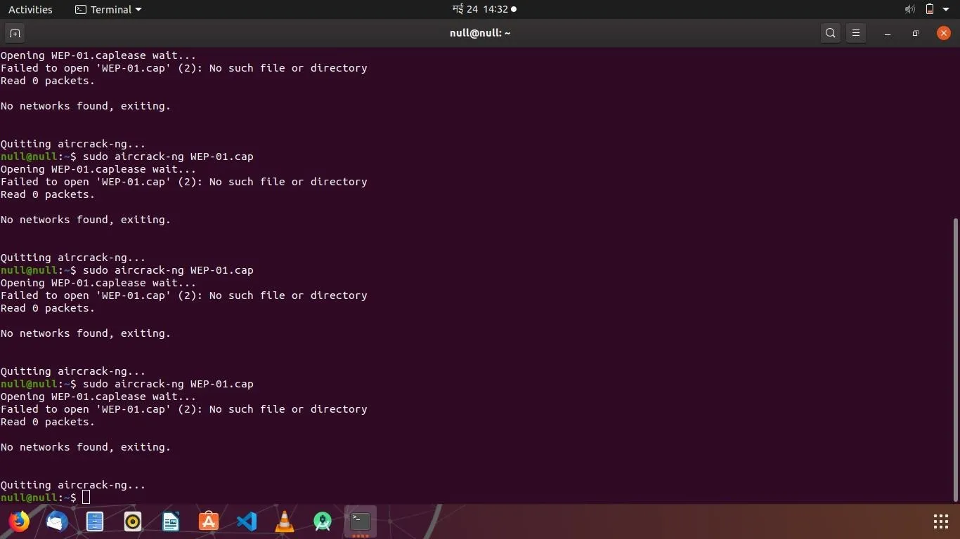 Terminal output indicating no matching files or directories found in a Linux environment.