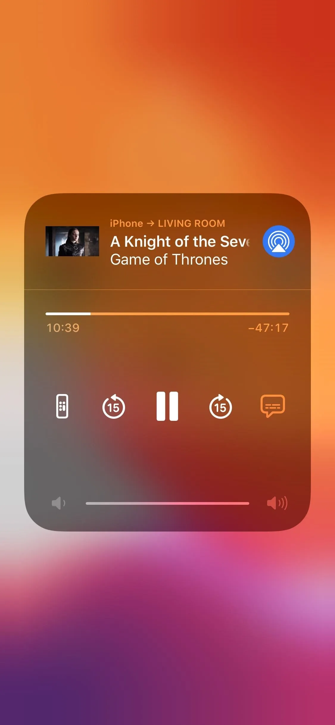 Now playing: "A Knights of the Seven Kingdoms: Game of Thrones" on a media player.