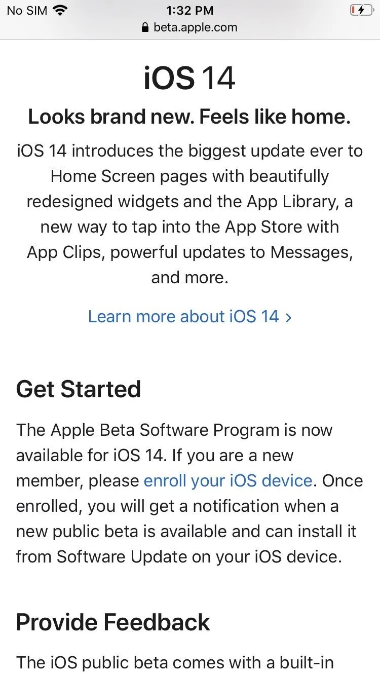 iOS 14 announcement with features and instructions for getting started.