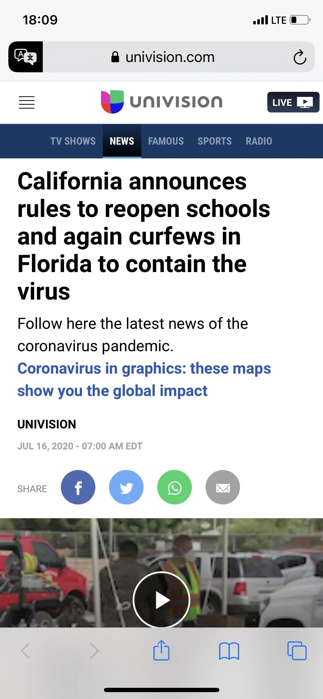 California announces rules to reopen schools and ease curfews in Florida amid the pandemic.