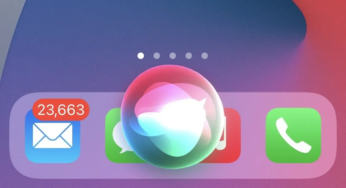 Siri interface on a smartphone with messaging and email icons.