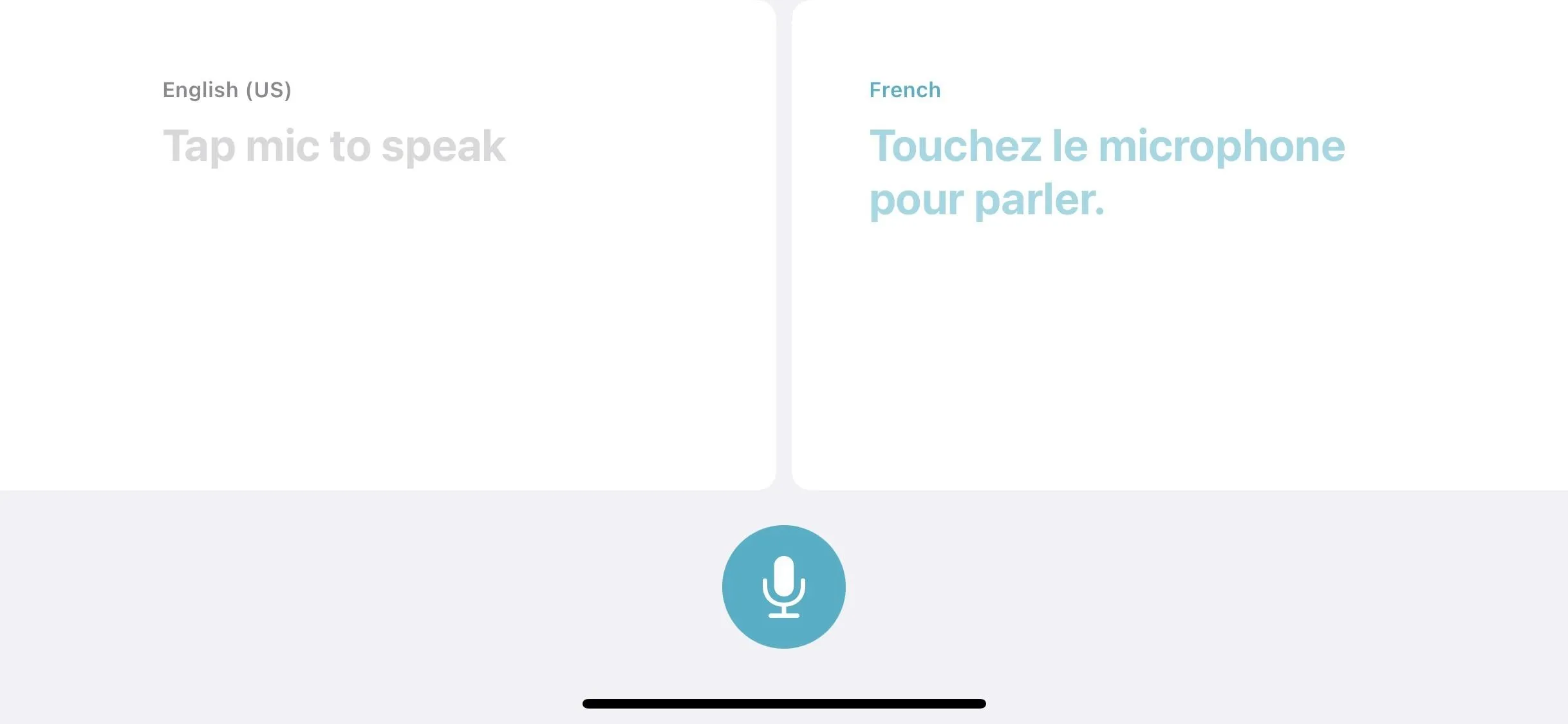 Voice input instructions in English and French.