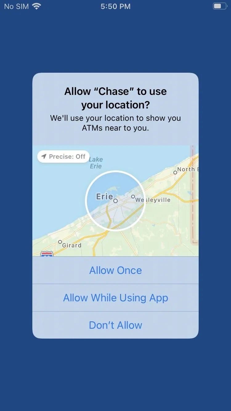 Map interface showing location options on a mobile app with "Allow" buttons.