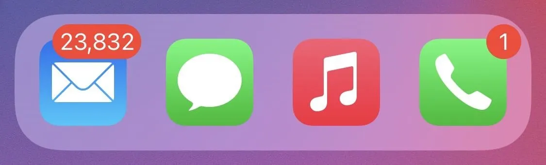 Messaging and communication app icons with notifications.