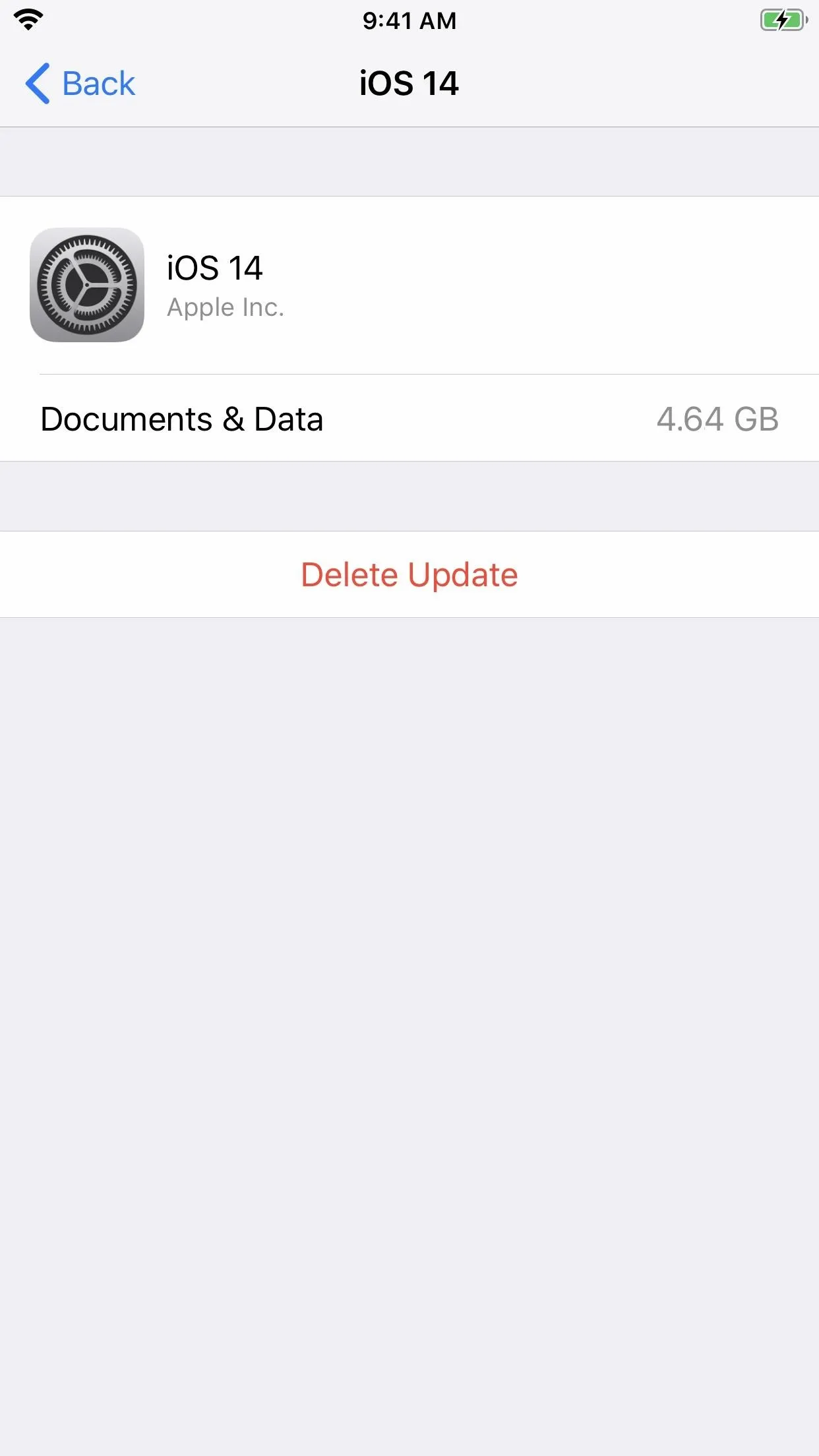 iOS 16 settings screen showing documents and data options