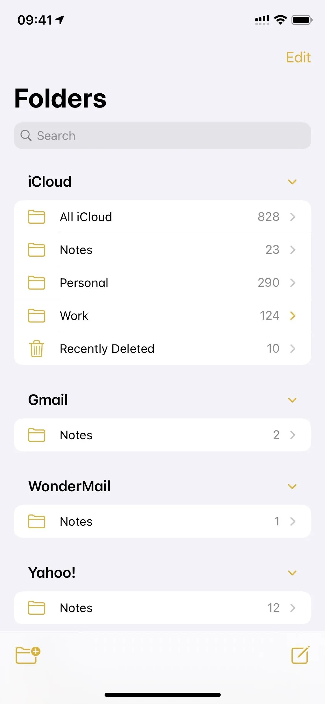 Folder organization on a mobile device with categories for documents and apps.