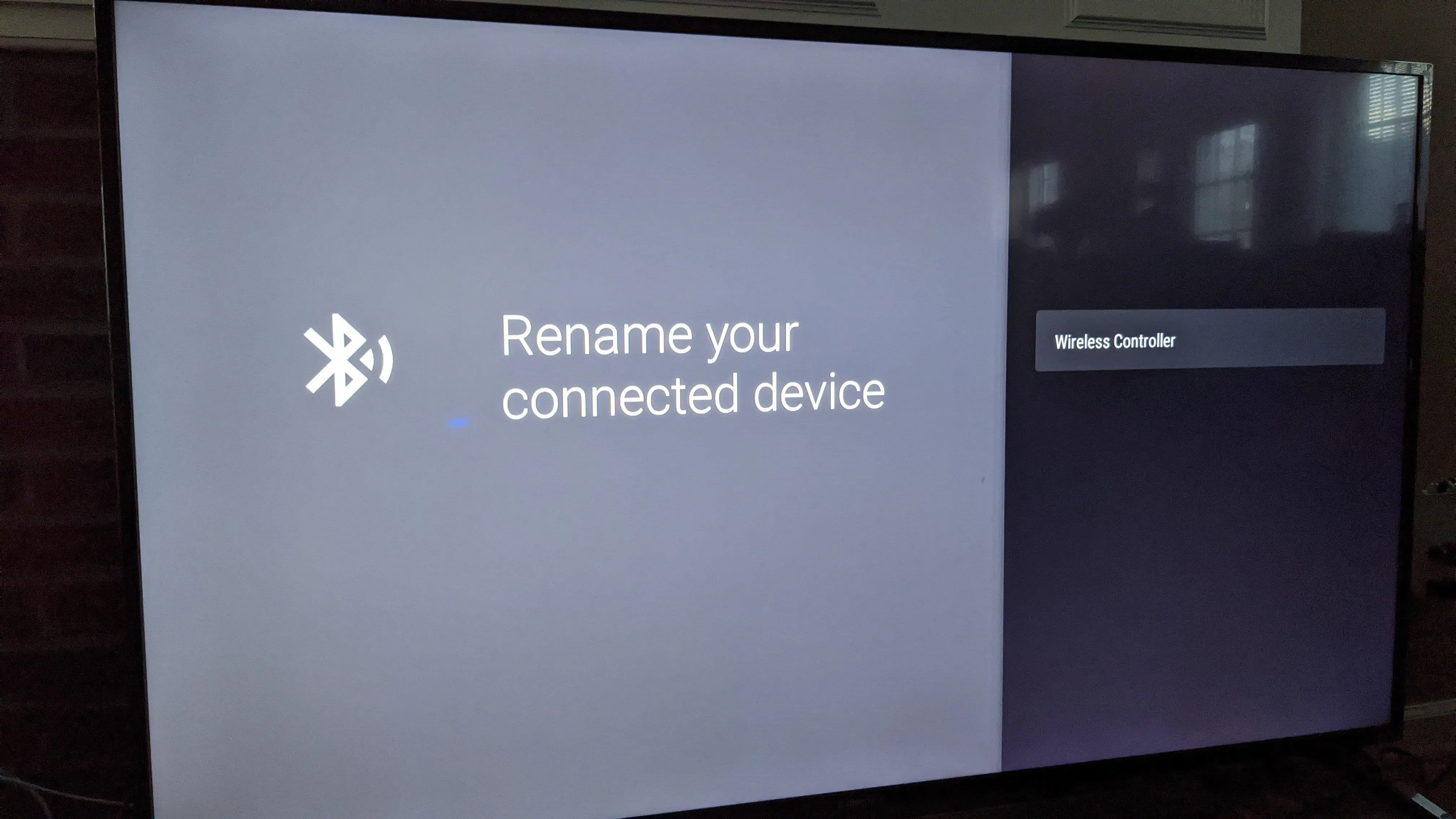 Rename your connected device screen on a Bluetooth settings interface.