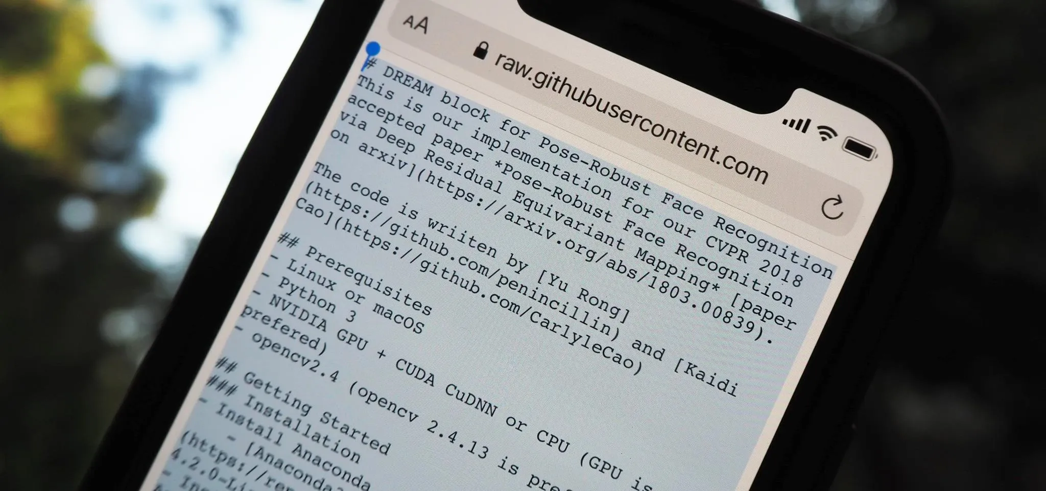 Code snippet displayed on a smartphone screen.