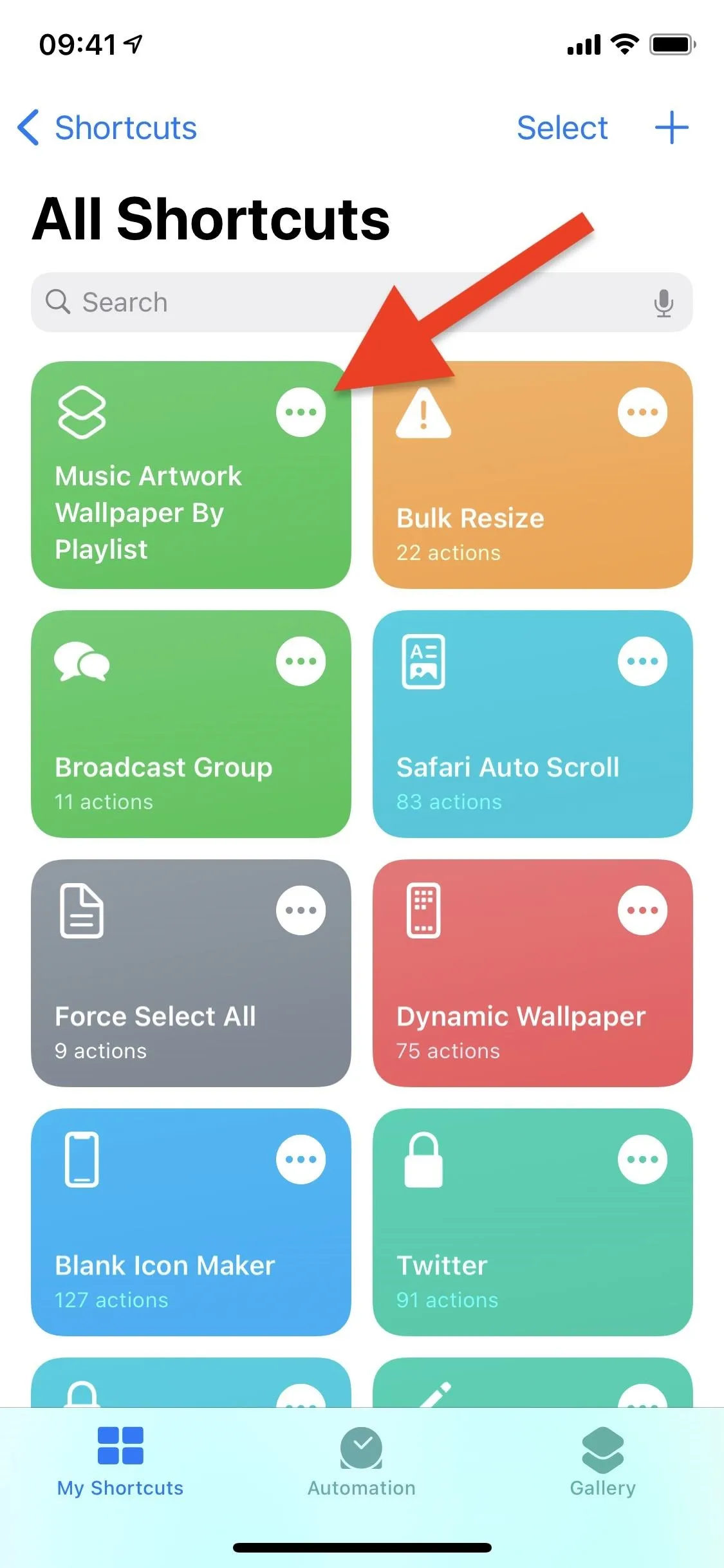 A smartphone screen displaying various app shortcuts with an arrow pointing to a specific shortcut.