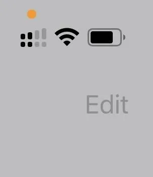 Device interface showing status icons for network and battery, with an option to edit.